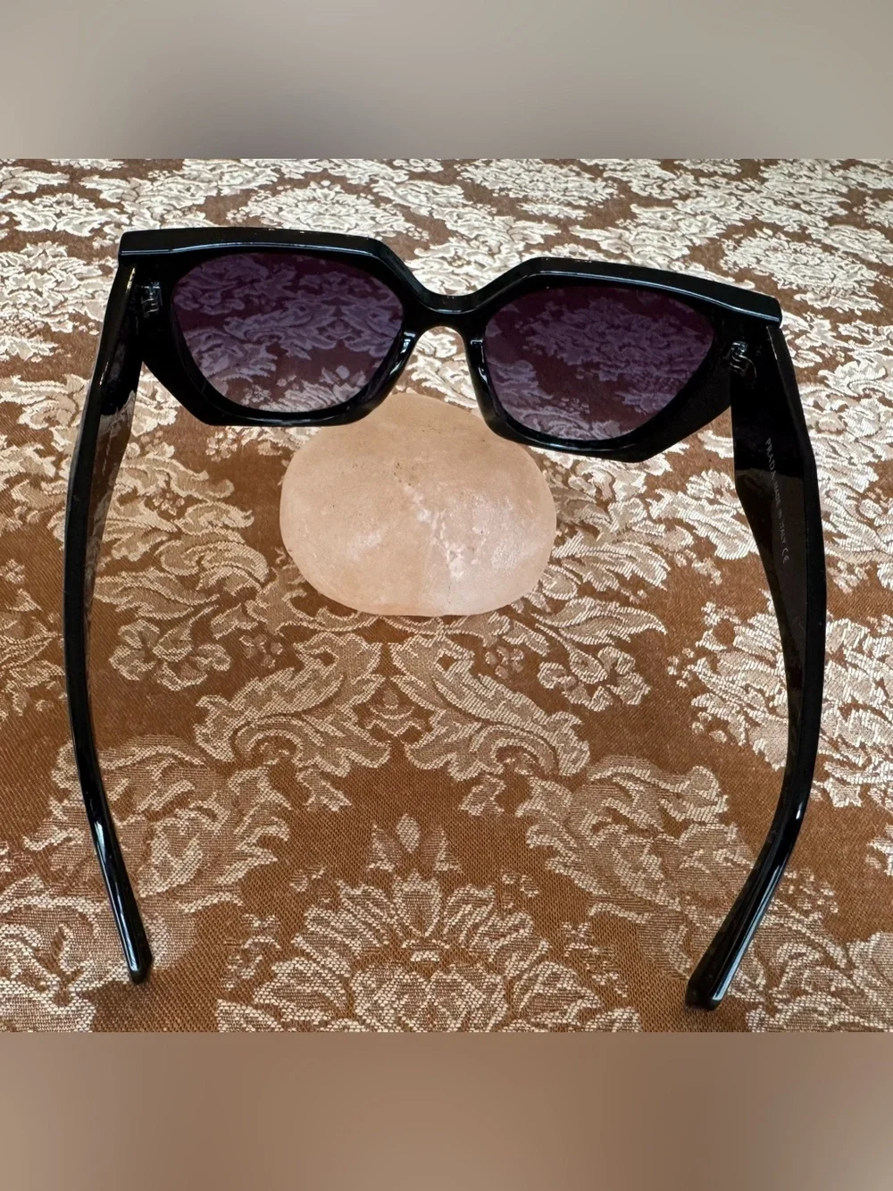 Prada Black Acetate Sunglasses with Purple Gradient Lenses